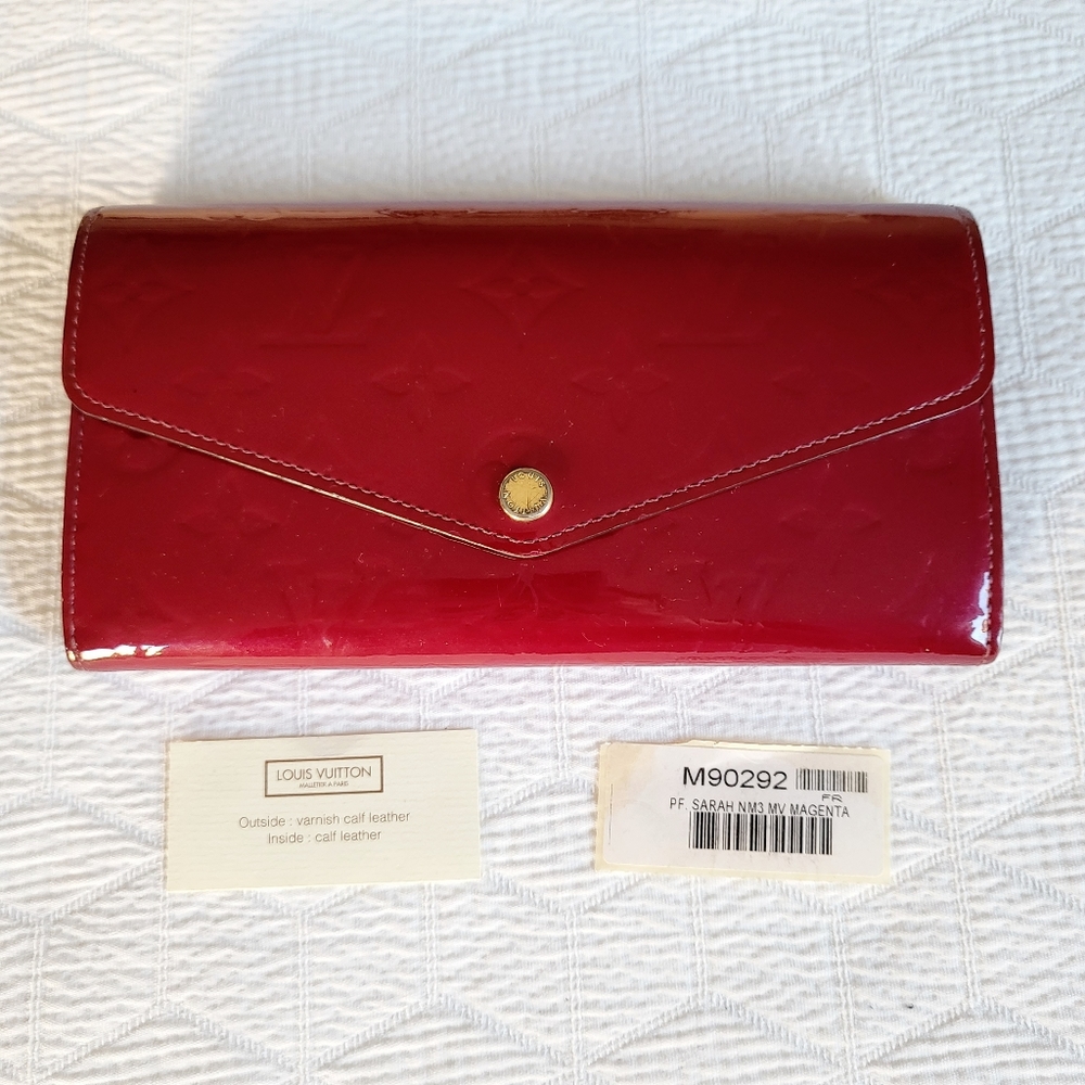 Louis Vuitton sarah wallet magenta vernis leather authentic